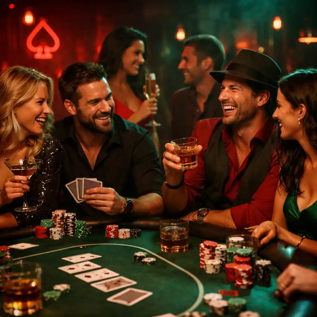 Hosté u tematických pokerových stolů během společenského večera Zdrojnika