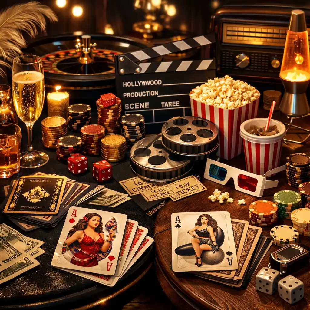Různé tematické scény večerů Zdrojnika od glamour casino night po filmové a retro party