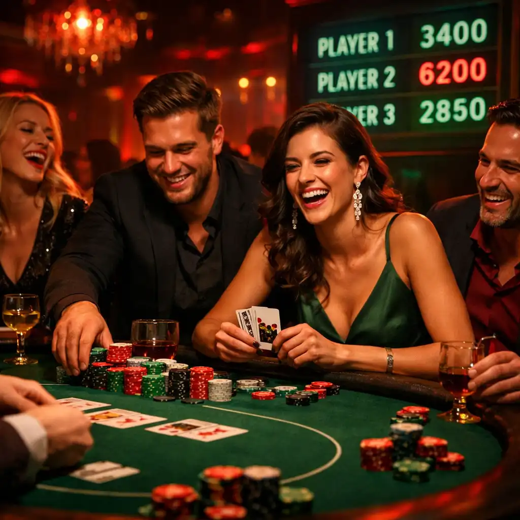 Hosté během večerního eventu Zdrojnika u tematických pokerových stolů